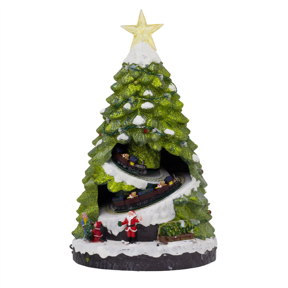 LED Christmas Tree | Rotating Train & Colourful Lights Christmas Scene - 38cm LED Light - Tophatter Daily Deals