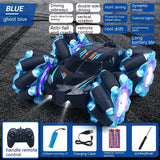 24G High-speed Wireless Remote Control Car Light Music Four-wheel Drive Double-sided Driving Flip Rotating Drift Car Stunt Car Blue Single remote control 1PC battery 0 - Tophatter Daily Deals