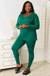 Zenana Lazy Days Full Size Long Sleeve Top and Leggings Set Loungewear Sets - Tophatter Daily Deals