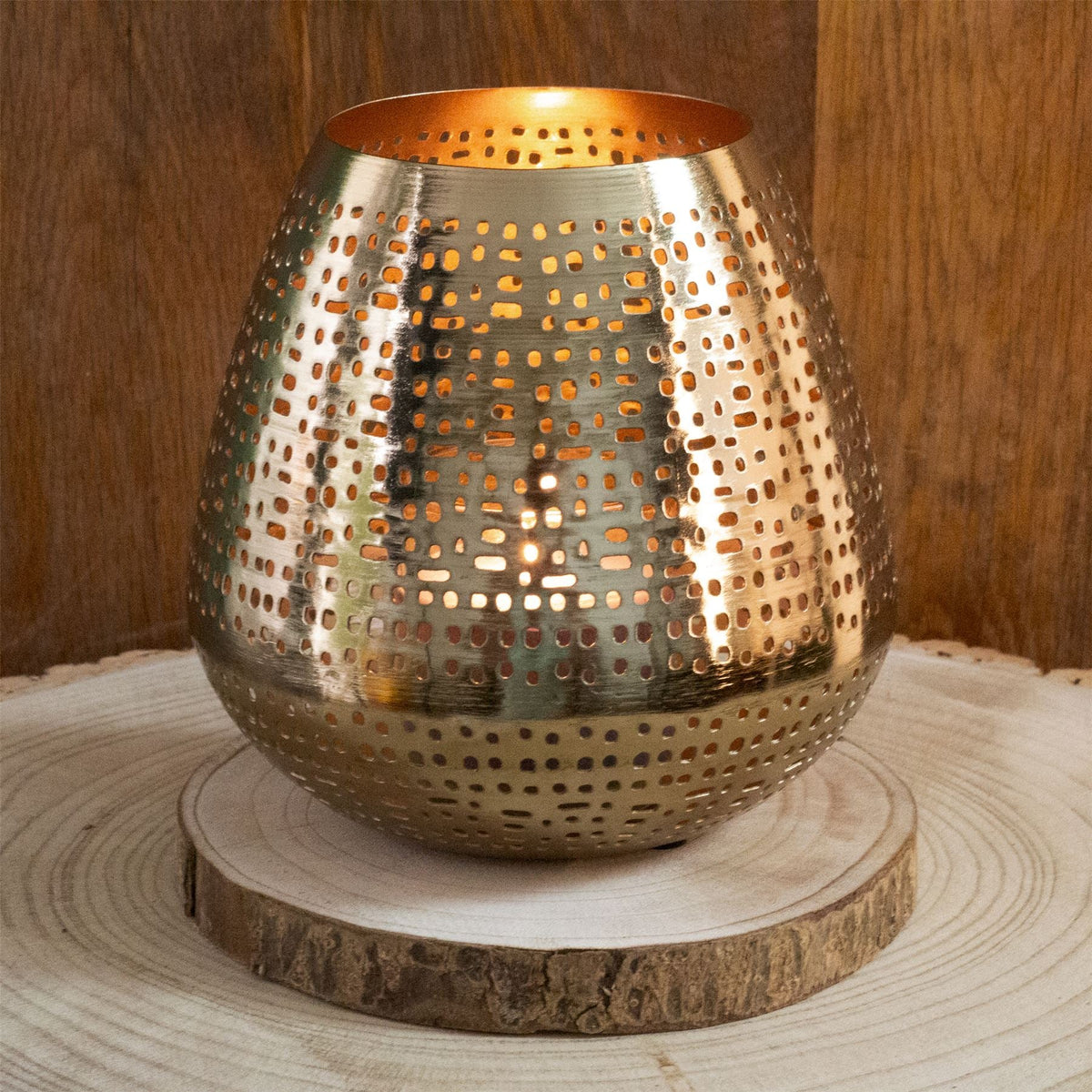 Matt Gold Tealight Candle Holder | Antique Style Metal Candle Lantern - 15cm Candle Holder - Tophatter Daily Deals
