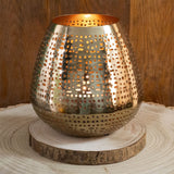 Matt Gold Tealight Candle Holder | Antique Style Metal Candle Lantern - 15cm Candle Holder - Tophatter Daily Deals