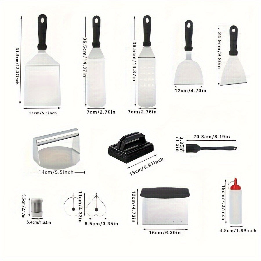 Flat Top Grill Accessories Stainless Steel Set (18pcs) Outdoor Grills - Tophatter Daily Deals