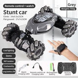 4WD RC Off Road Stunt Wheels Drift Car With Music Led Lights 2.4G Gesture Remote Control Spray 360 Rotating Climbing Car Toys Blue 4 - Tophatter Daily Deals