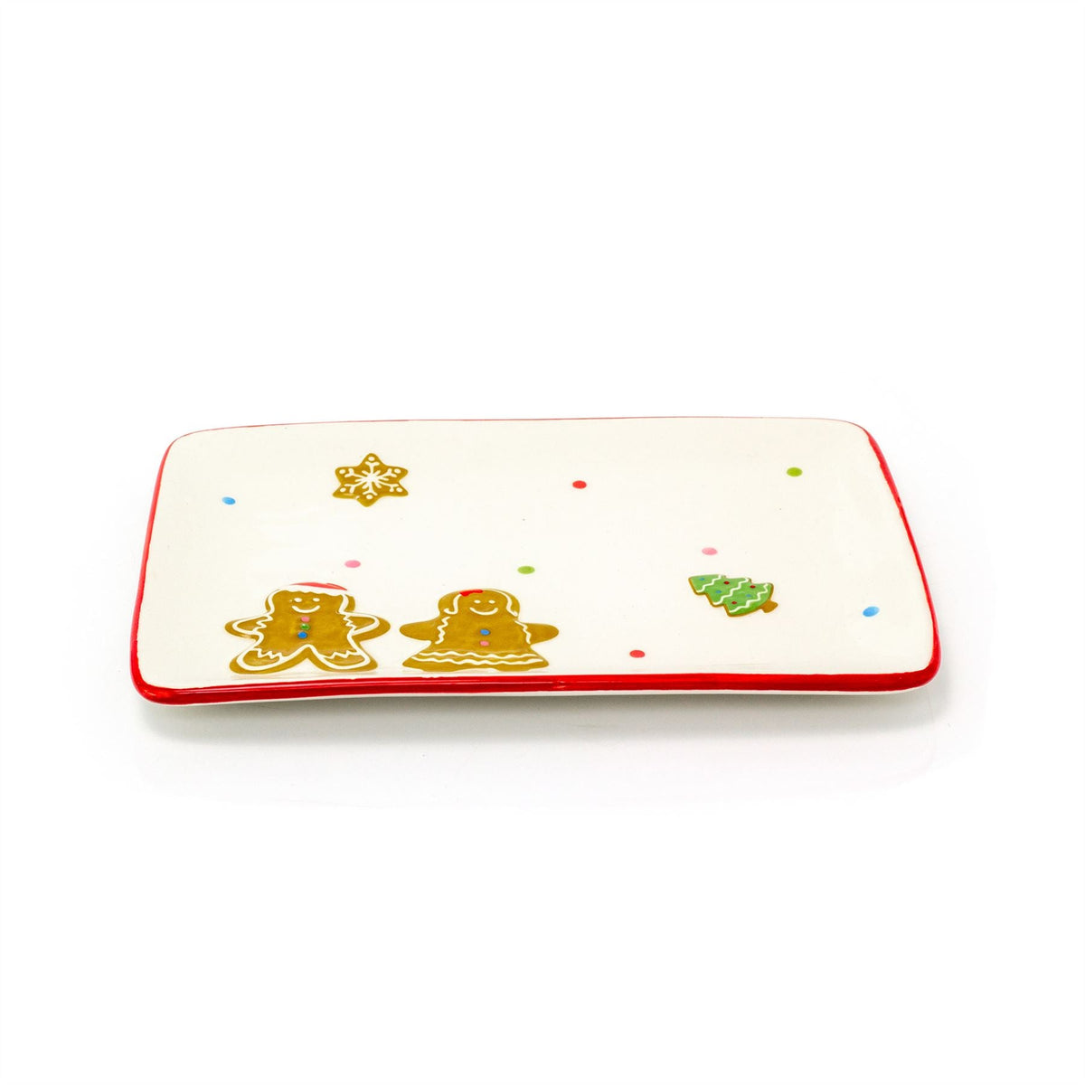 Ceramic Rectangle Christmas Gingerbread Plate Serving Dish Christmas Snack Plate Plate - Tophatter Daily Deals