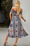 Bohemian Off-Shoulder Frill Trim Split Dress Casual Dresses - Tophatter Daily Deals