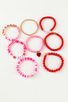 Pink Valentines LOVE KISS Heart Shape Beaded Bracelet Set Bracelets - Tophatter Daily Deals