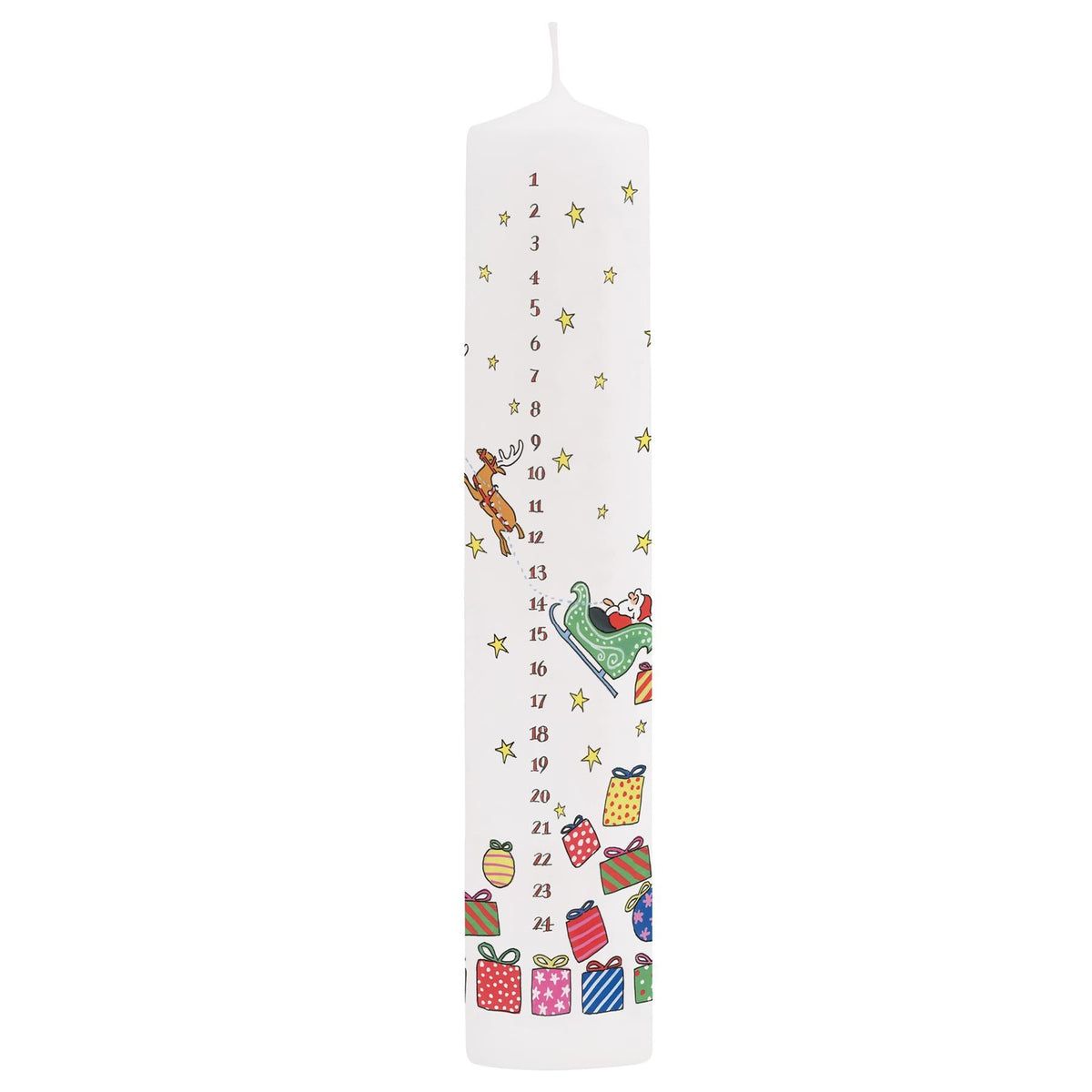 Traditional Countdown To Christmas Advent Dinner Pillar Candle - Santa's Sleigh And Reindeer Design (Large Size) Advent Candle - Tophatter Daily Deals