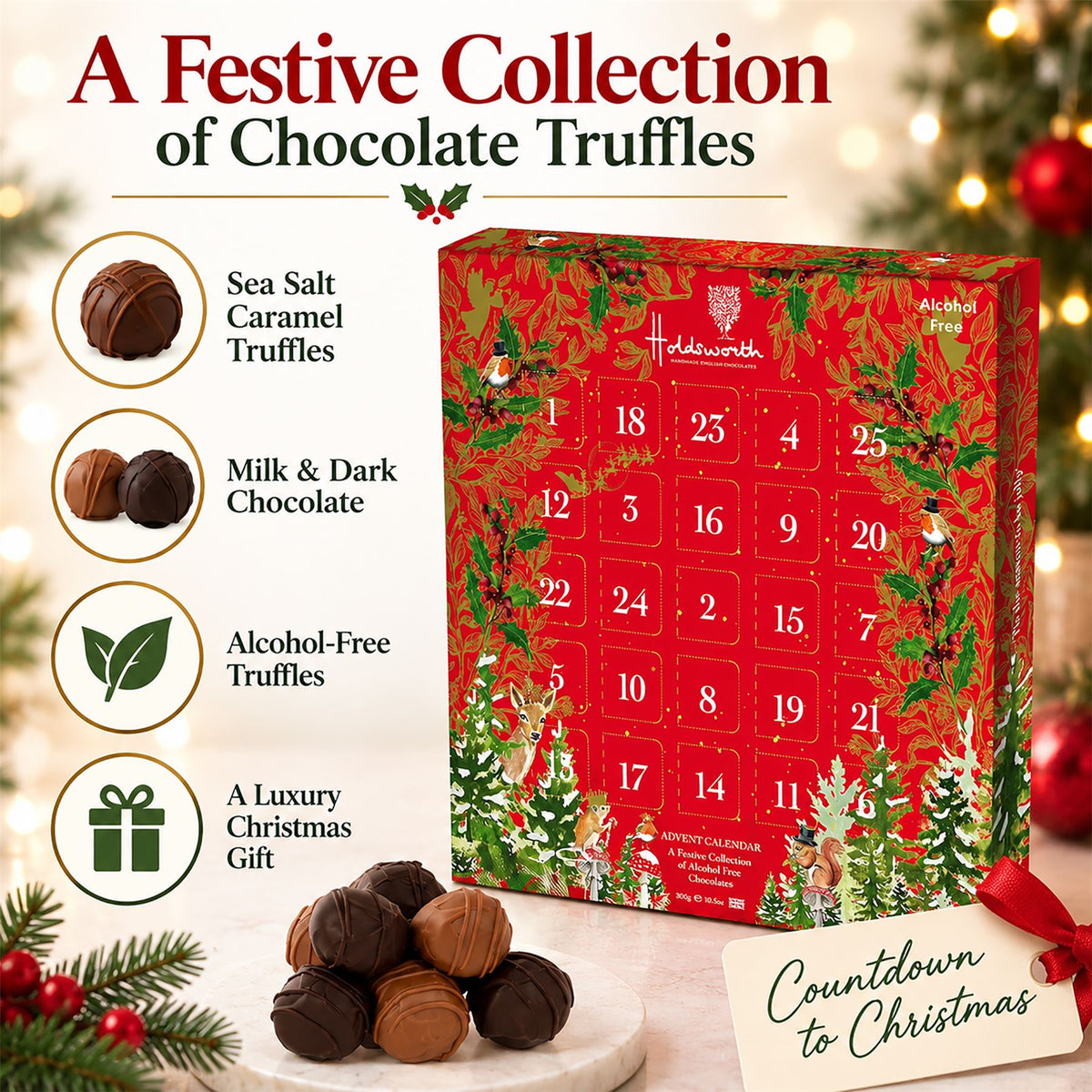 Holdsworth Chocolates Luxury Christmas Advent Calendar, Caramel Truffles Advent Calendar - Tophatter Daily Deals