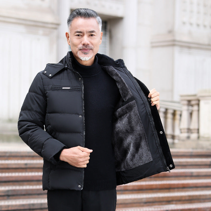 Insulating Men’s Padded Coat - Mid-Length, Fleece Lined 0049 Black 3D Changing Face Moving Picture Frame - Tophatter Daily Deals