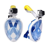 Anti Fog Snorkeling Full Face Mask Silicone Full Dry Diving Goggles With Camera Blue XL 0 - Tophatter Daily Deals