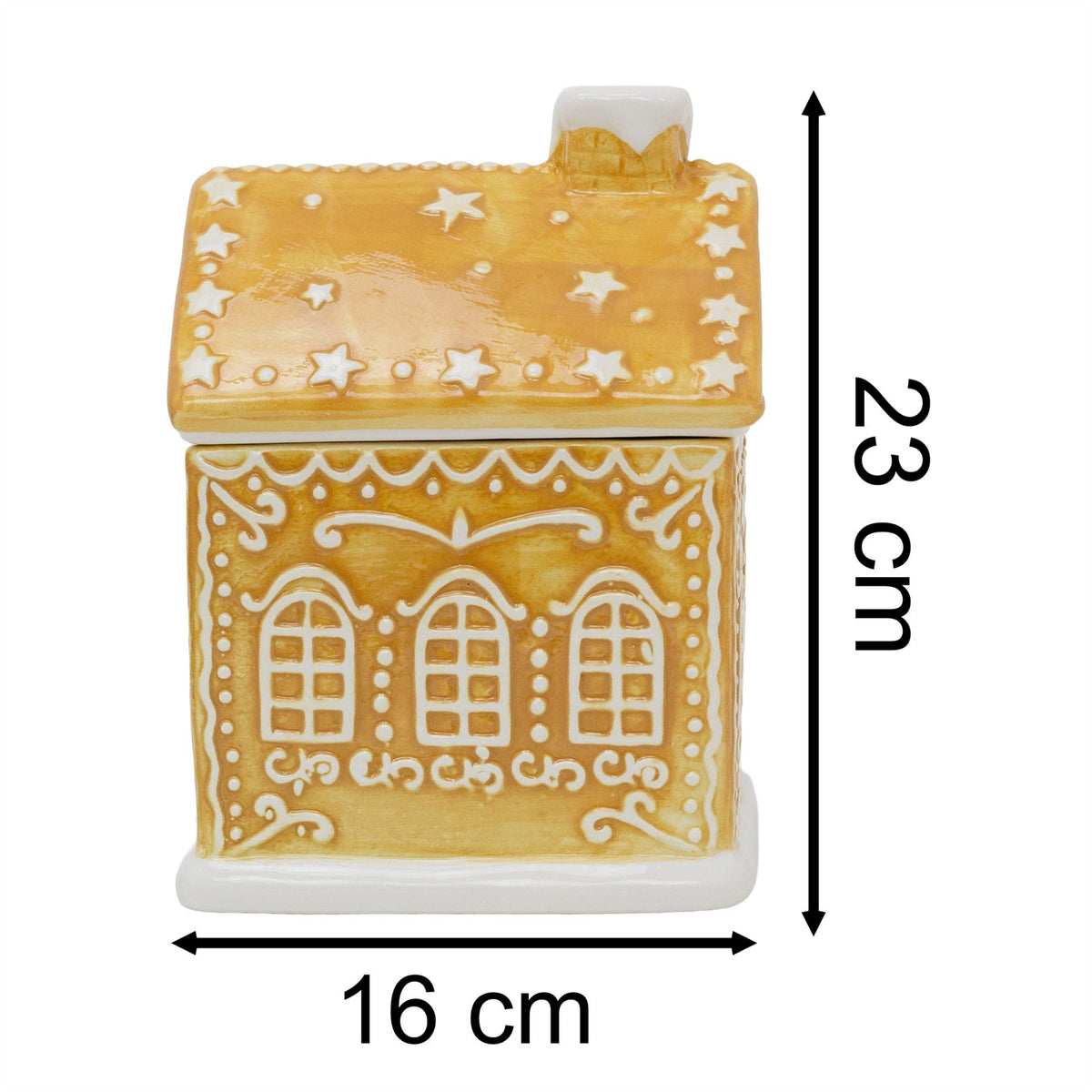 Gingerbread House Cookie Jar | Christmas Ceramic Biscuit Barrel with Lid - 23cm Jar - Tophatter Daily Deals