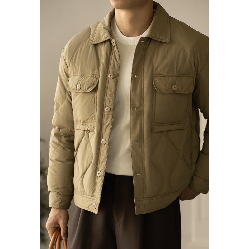 Lightweight Classic Men's Down Jacket - Lapel Shirt, Nylon 3D Changing Face Moving Picture Frame - Tophatter Daily Deals