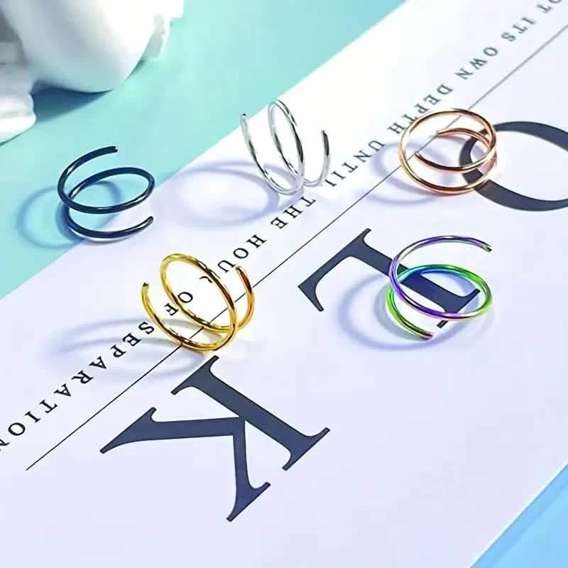 Stainless Steel Double Helix Nose Ring – 14K Gold Plated Hot Style Piercing Jewelry for Women Earrings - Tophatter Daily Deals
