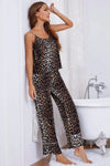 Leopard Contrast Piping Cami and Wide Leg Pants Lounge Set Loungewear Sets - Tophatter Daily Deals