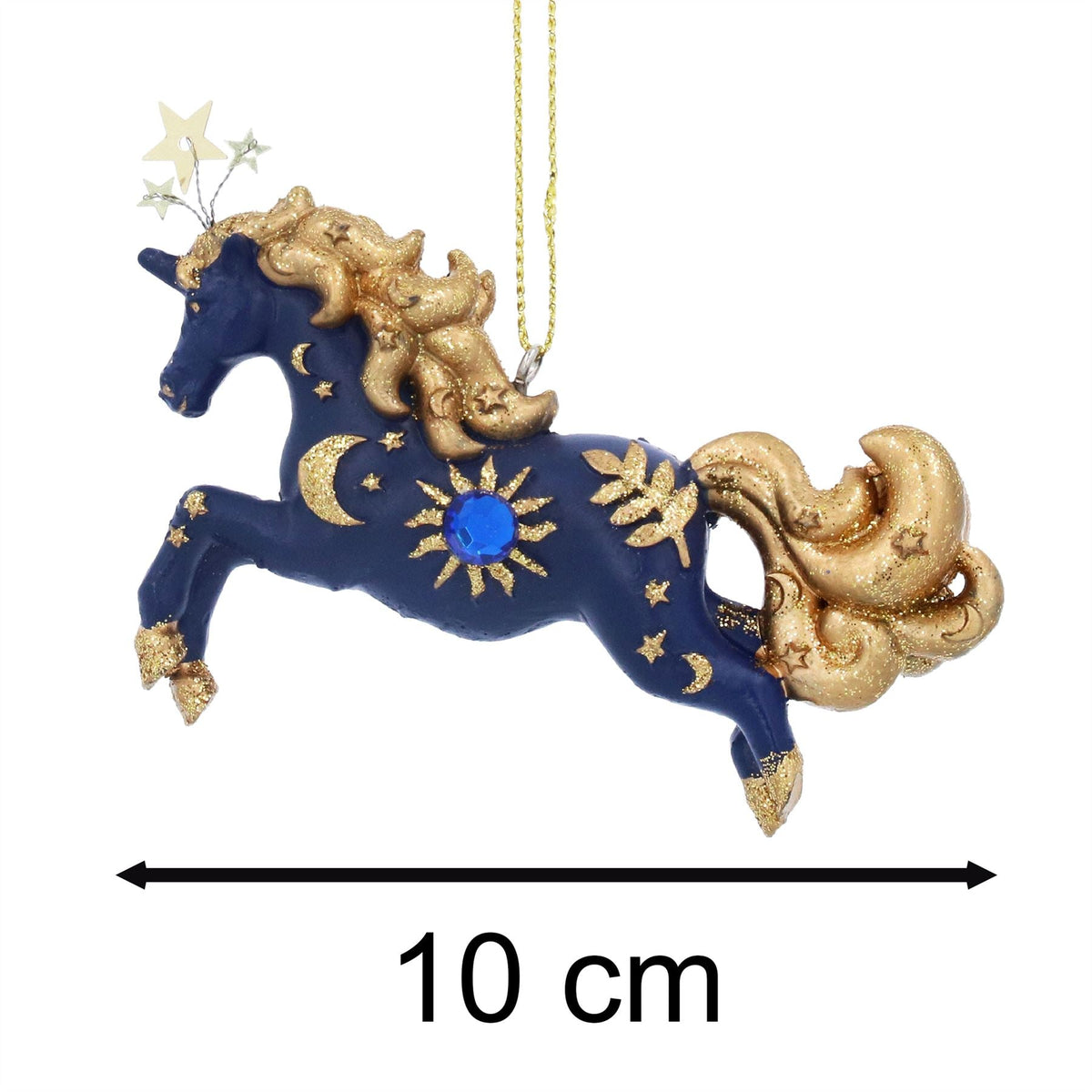 Blue & Gold Unicorn Christmas Bauble | Unicorn Christmas Tree Ornament - 10cm Baubles - Tophatter Daily Deals
