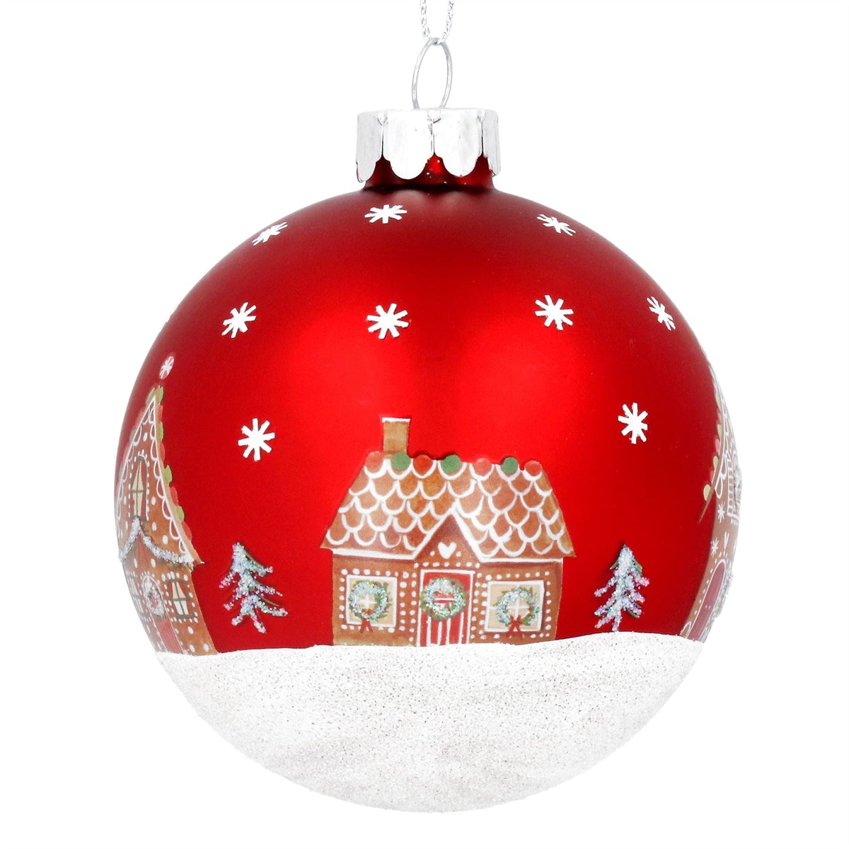 Gingerbread House Red Christmas Bauble | Christmas Tree Hanging Ornament - 8cm Baubles - Tophatter Daily Deals
