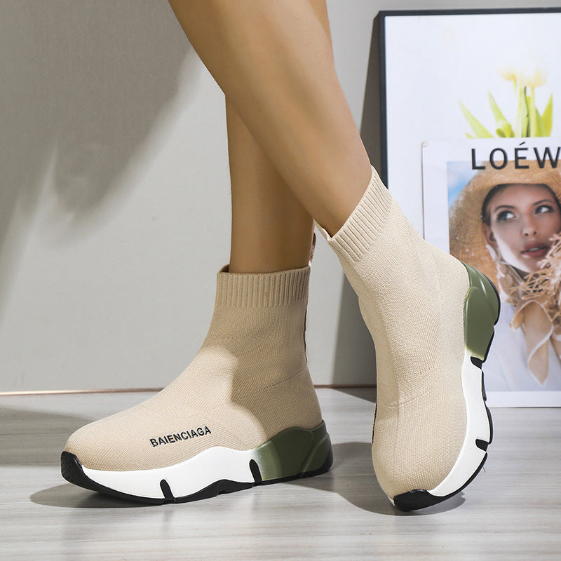 Black Sock Boots For Women Platform Shoes 4 - Tophatter Daily Deals