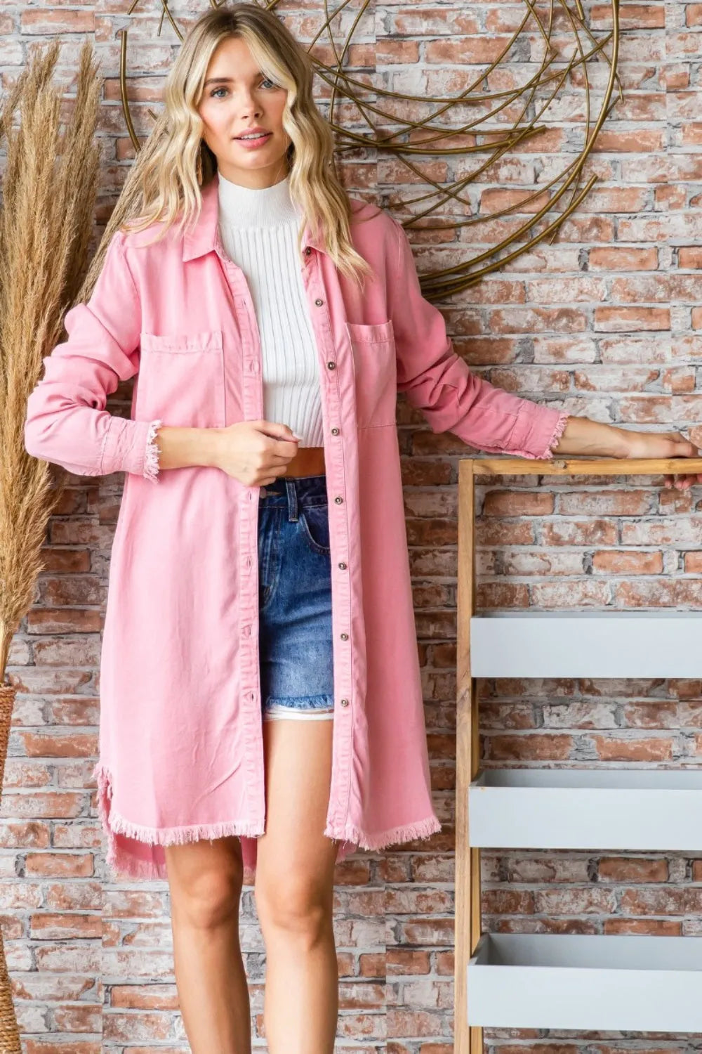 Veveret Button-Up Shirt Dress PINK Casual Dresses - Tophatter Daily Deals