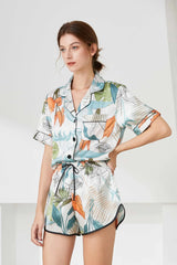 Lapel Collar Shirt and Shorts Lounge Set Multicolor Loungewear Sets - Tophatter Daily Deals