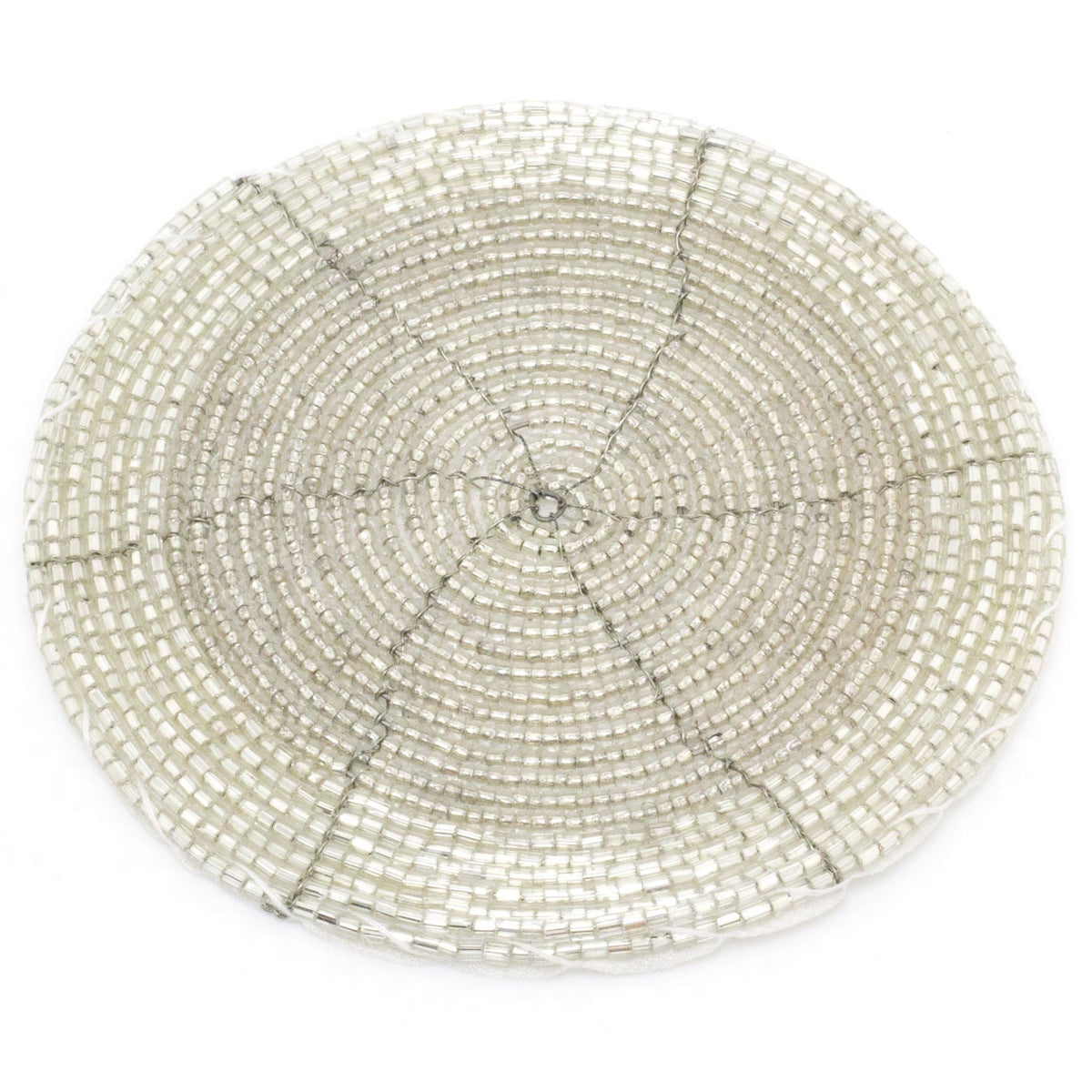 Set Of 4 Silver Glass Coasters | Chic Beaded Drinks Coaster Set | Round Cup Mug Glass Table Mats Coaster - Tophatter Daily Deals