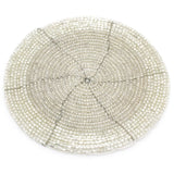 Set Of 4 Silver Glass Coasters | Chic Beaded Drinks Coaster Set | Round Cup Mug Glass Table Mats Coaster - Tophatter Daily Deals