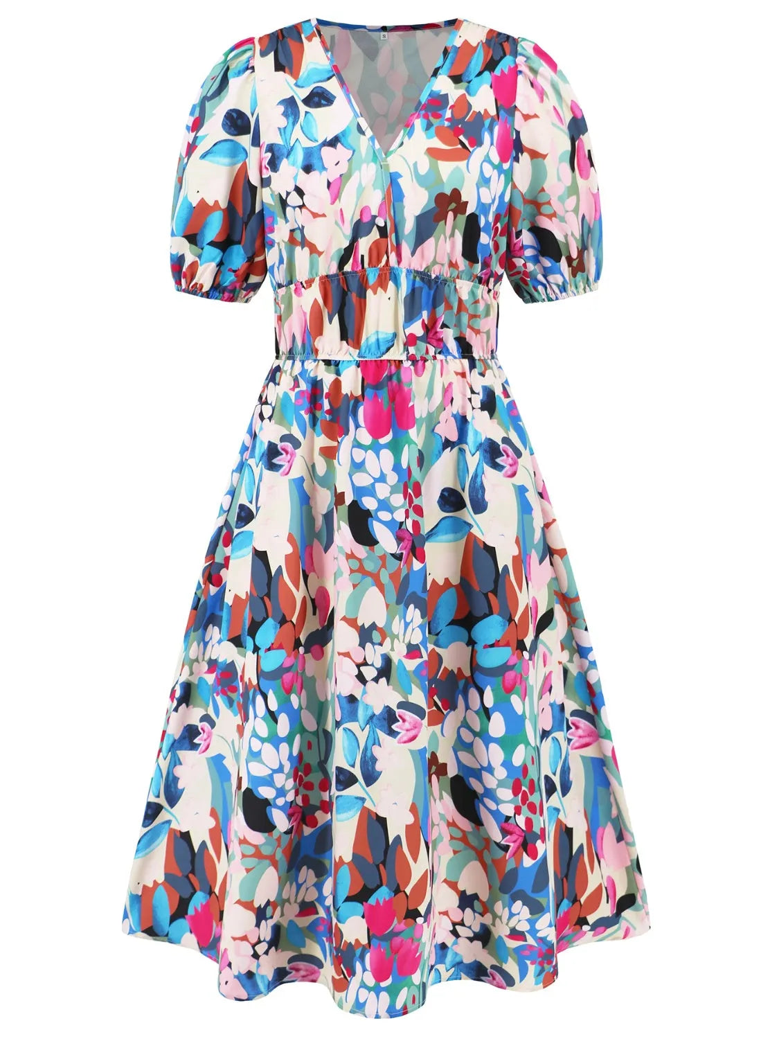 Ruched Printed Surplice Short Sleeve Dress Casual Dresses - Tophatter Daily Deals