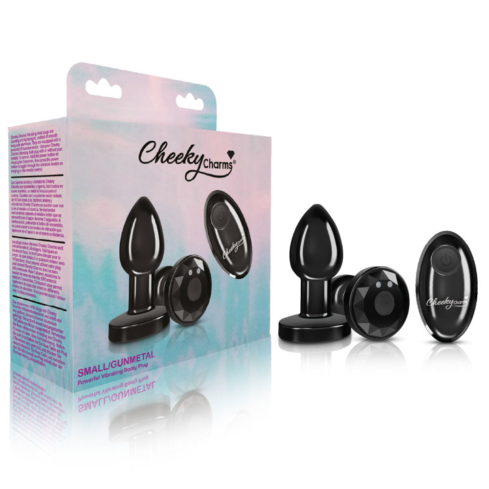 Cheeky Charms Small Gunmetal Vibrating Metal Butt Plug with Remote > Anal Range > Jewel Butt Plugs - Tophatter Daily Deals