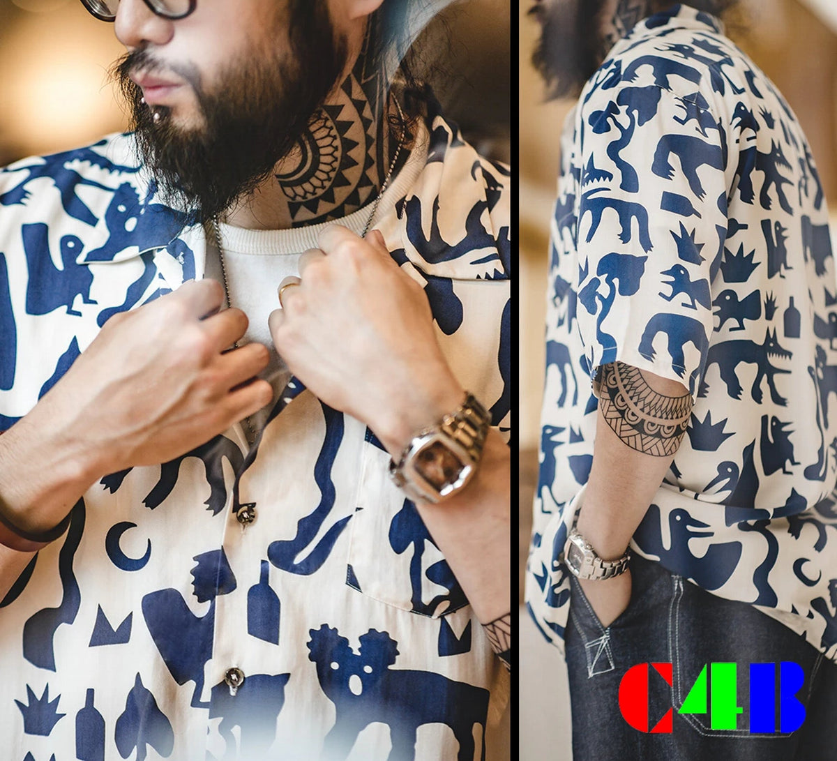 Men Vintage Short Sleeve Indian Totem Flower Shirts Men's Clothing - Tophatter Daily Deals