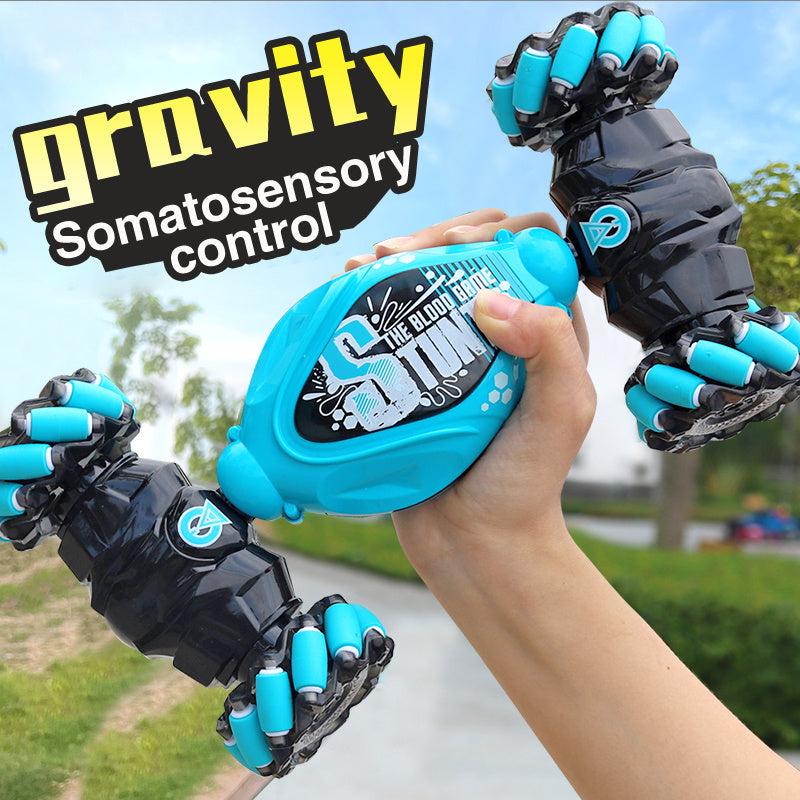 4WD RC Off Road Stunt Wheels Drift Car With Music Led Lights 2.4G Gesture Remote Control Spray 360 Rotating Climbing Car Toys 4 - Tophatter Daily Deals