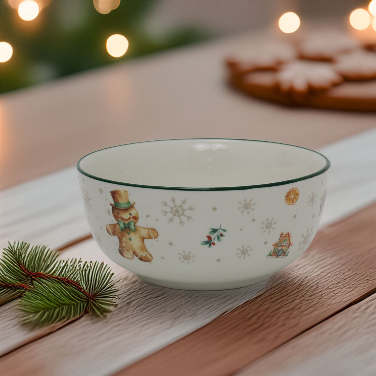 Gingerbread Christmas Bowl | Ceramic Bowl for Snacks, Soups & Desserts Bowl - Tophatter Daily Deals