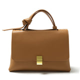 Top Handle Flap Handbag with Gold Clasp and Crossbody Strap Brown Handbags & Wallets - Tophatter Daily Deals