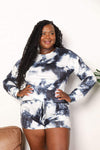 Tie-Dye Round Neck Top and Shorts Lounge Set Dark Gray Loungewear Sets - Tophatter Daily Deals