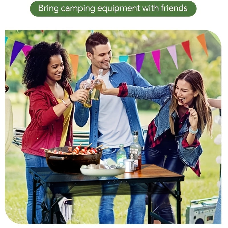 Picnic Table with Aluminum Hardwood Outdoor Recreation > Camping > Camp Furniture - Tophatter Daily Deals