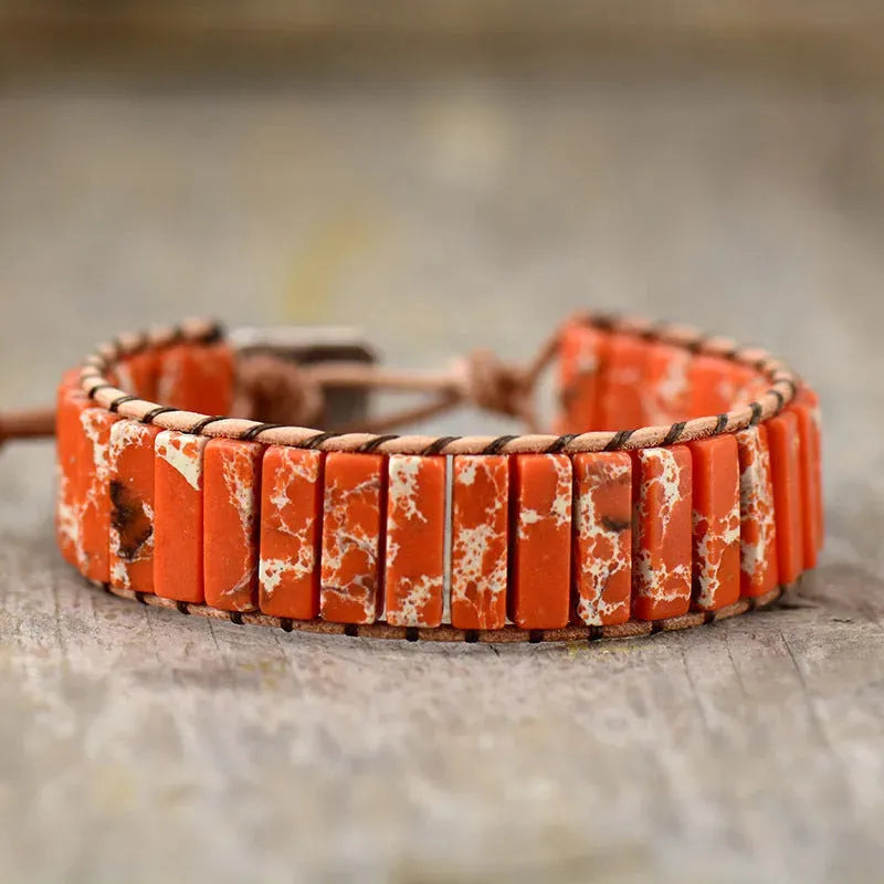 Natural Stone Bracelet Orange One Size Bracelets - Tophatter Daily Deals