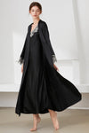 Contrast Lace Trim Satin Night Dress and Robe Set Loungewear Sets - Tophatter Daily Deals