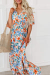 Tied Slit Printed Half Sleeve Maxi Dress Casual Dresses - Tophatter Daily Deals