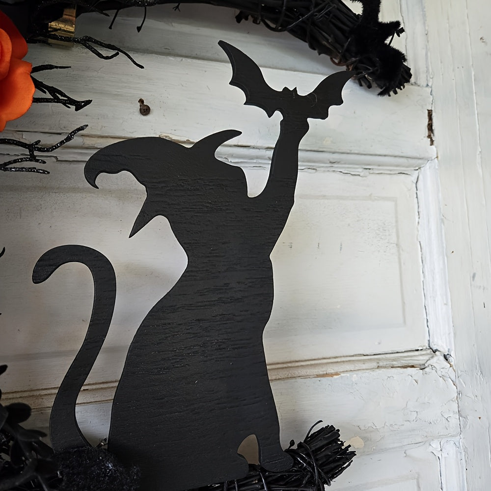 Halloween Witch Cat Moon Wreath Door Decor Halloween - Tophatter Daily Deals