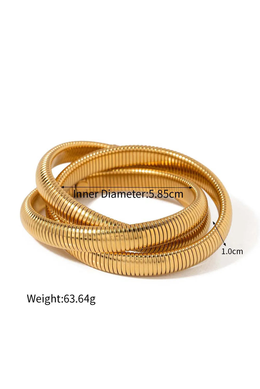 Gold 3 Pieces Metal Stretch Bracelet Set Bracelets - Tophatter Daily Deals