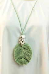 Leaf Macrame Pendant Necklace Necklaces - Tophatter Daily Deals