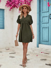 Half Button V-Neck Short Sleeve Dress Casual Dresses - Tophatter Daily Deals