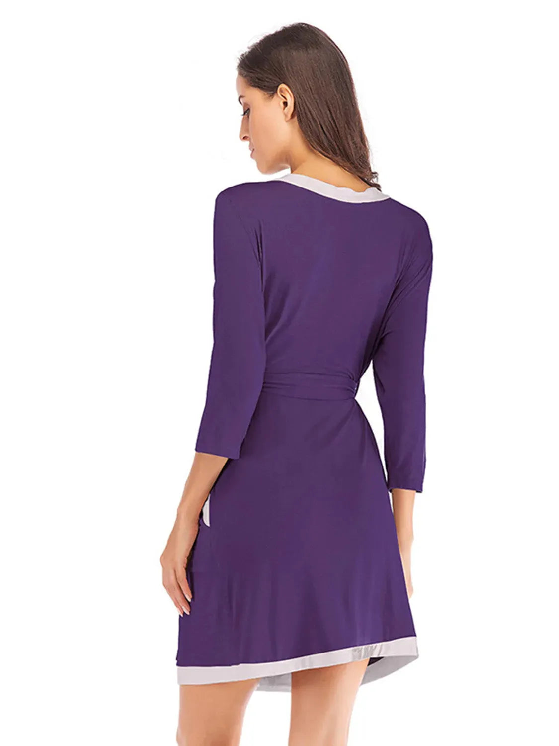 Tie Waist Surplice Neck Robe with Pockets Sleep Dresses - Tophatter Daily Deals