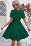 V-Neck Balloon Short Sleeve Dress Casual Dresses - Tophatter Daily Deals