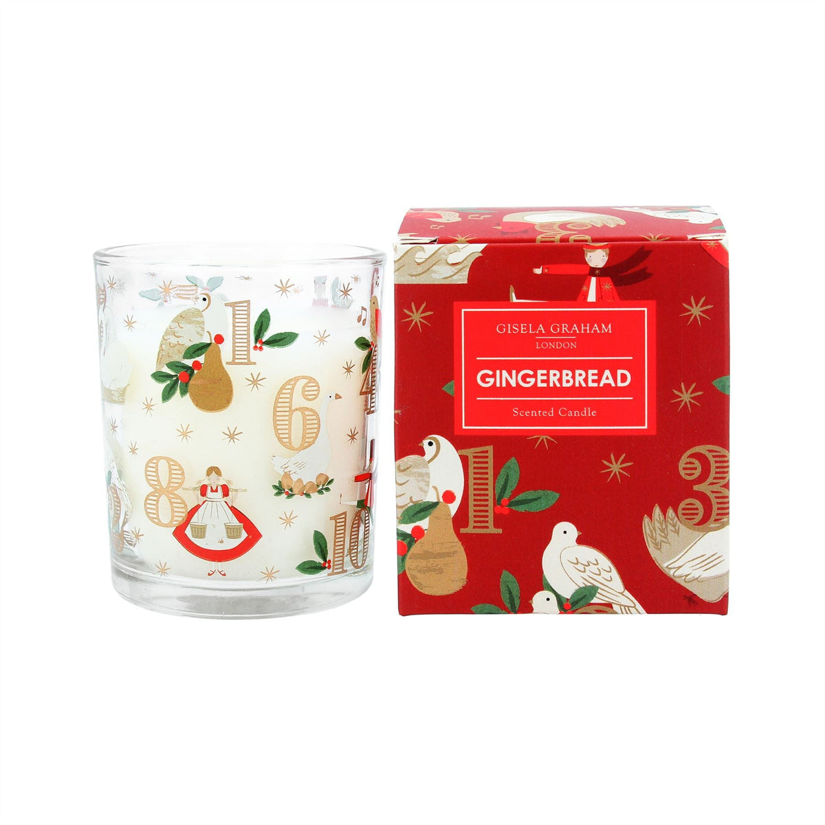 12 Days of Christmas Candle | Gingerbread Scented Glass Candle Holder - 7cm Scented Candle - Tophatter Daily Deals