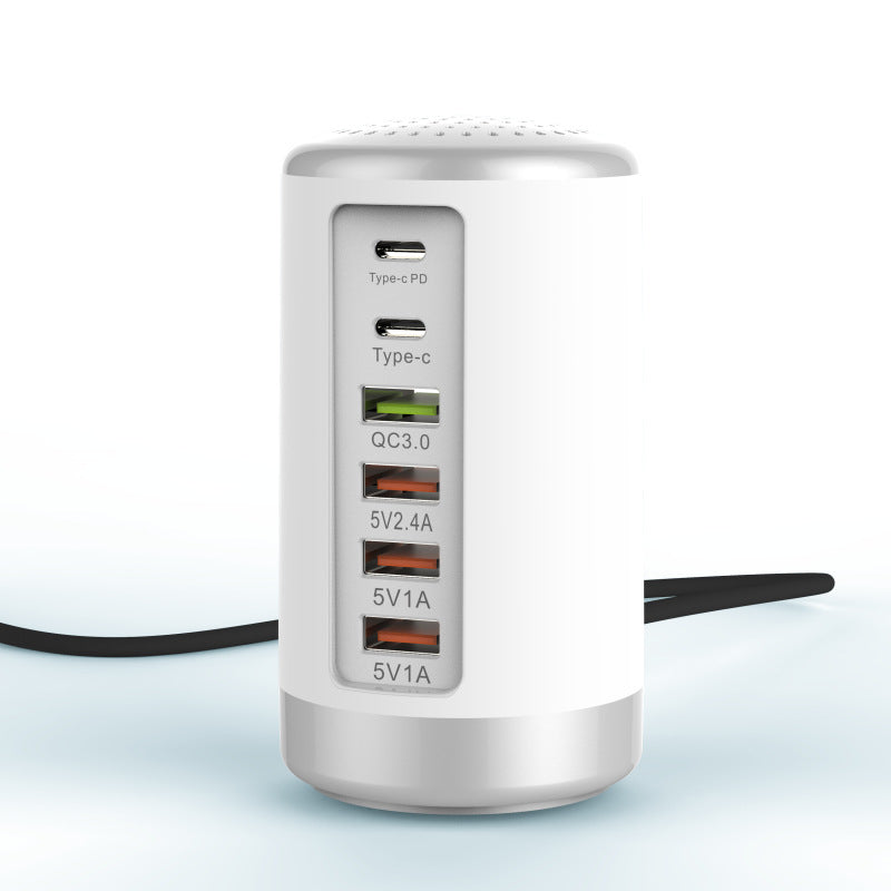 6-port Cylindrical Adapter 65W High-power Fast Charge White 0 - Tophatter Daily Deals