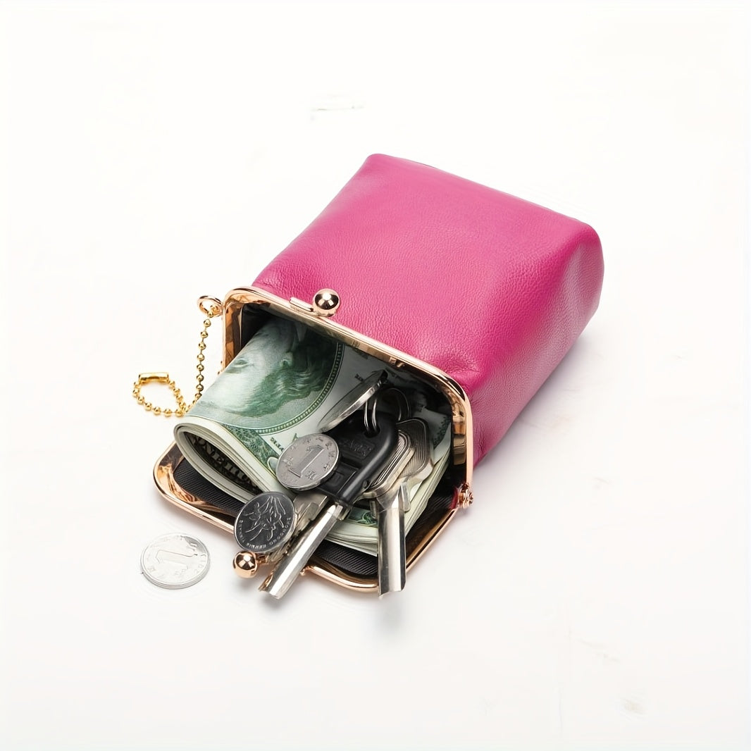 Smooth Leather Kiss Lock Mini Bag with Ball Chain, 3.5 Inch Handbags & Wallets - Tophatter Daily Deals