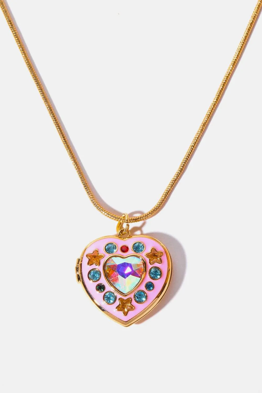 Rhinestone Decor Heart Box Pendant Necklace Gold One Size Necklaces - Tophatter Daily Deals