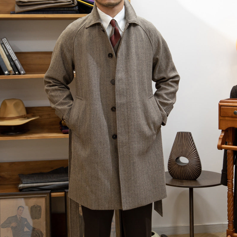 Warm Classic Men's Wool Overcoat - Knee Length, British 3D Changing Face Moving Picture Frame - Tophatter Daily Deals