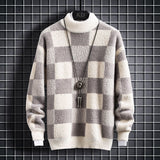 Warm Mens Crew Sweater - Checked Knit, Nylon, For Winter Beige 3D Changing Face Moving Picture Frame - Tophatter Daily Deals