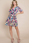 BOMBOM Ruched Color Block Short Sleeve Mini Dress Casual Dresses - Tophatter Daily Deals