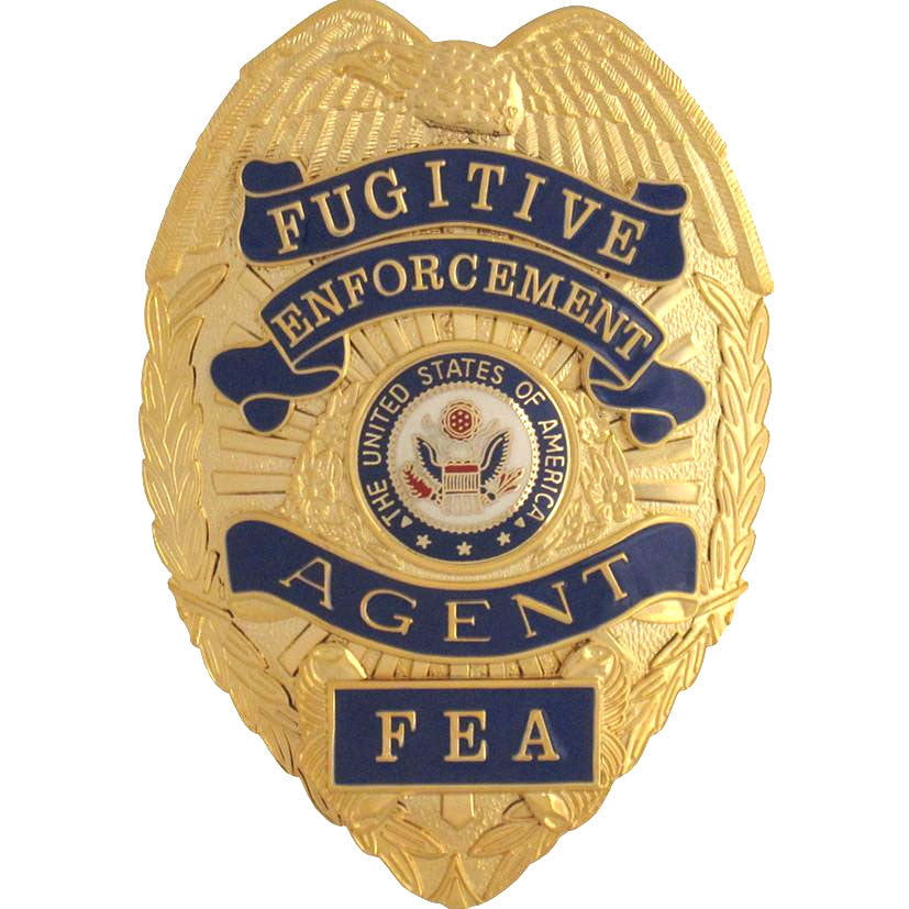 Fugitive Enforcement Badge with Reverse Panels (FREE LEATHER CASE w/ ID Window) - Tophatter's Weapons'N'Deals Badges - Tophatter Daily Deals